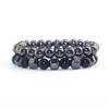 Vintage Schwarzes Mattes Armband Zirkon Krone Diamant Kugel Würfel Löwenkopf Perlenarmband Set
