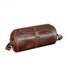 Korean Retro Crazy Horse Leather Men's Shoulder Messenger Bag - Trendy Cylindrical Design