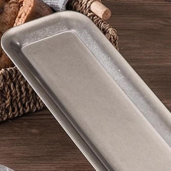 Nerezový servírovací tác Retro obdélníková miska na svačiny dezert Rustikální BBQ talíř na studené pokrmy Domov Kempování