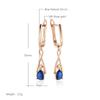 Kienl Trendy  Rose Gold Dangle Earrings For Women Geometry Blue Natural Zircon Accessories Vintage Wedding Daily Jewelry