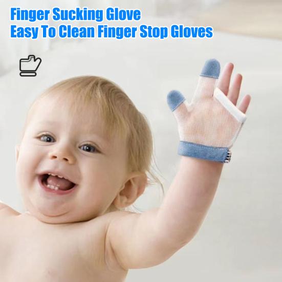 Tommelsugingsbeskyttelseshansker Pustende Anti-tommelsugingshansker for å stoppe neglebiting, suging på tomler og fingre for baby