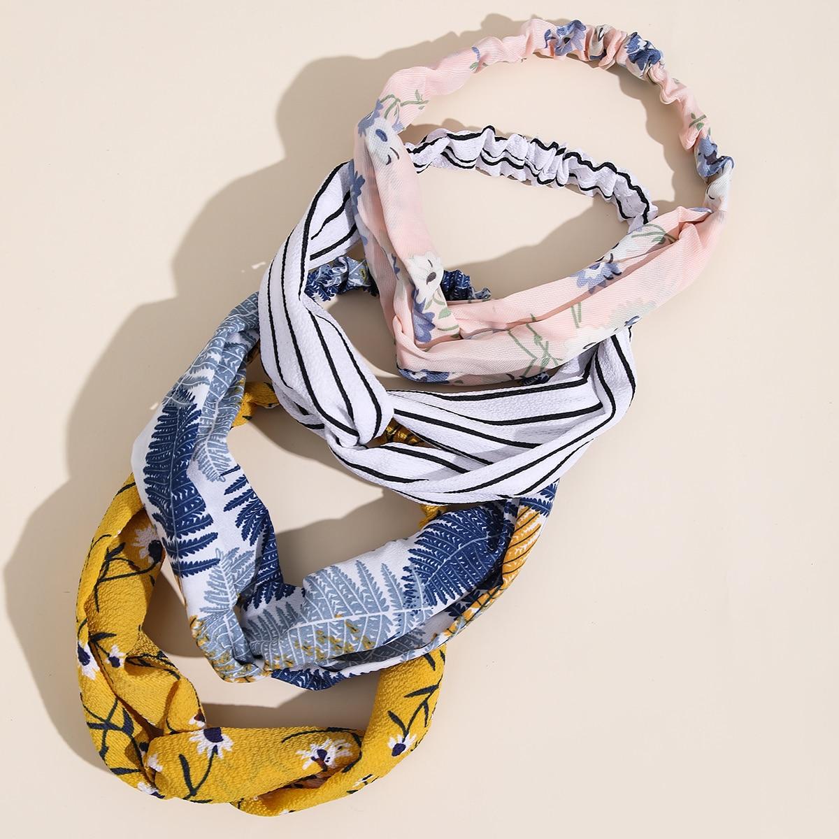 

4 шт. Повязки на голову для женщин, закрученные узлом, бохо, эластичные резинки для волос для девочек, крестообразная повязка-тюрбан, женские аксессуары для волос, головные уборы