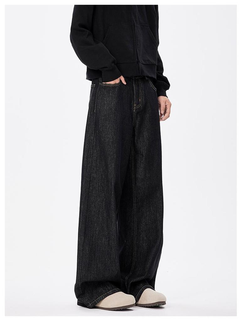 Men's American Retro Wide-Leg Jeans - Trendy, Loose-Fit, Straight Casual Trousers