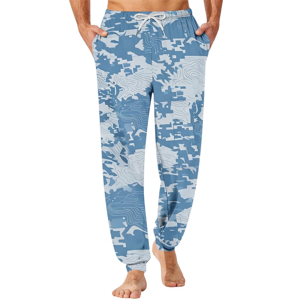 Herren Freizeithose Jogger mit Kordelzug Taschen, Camouflage Muster, Verjüngtes Bein für Jeden Tag und Loungewear