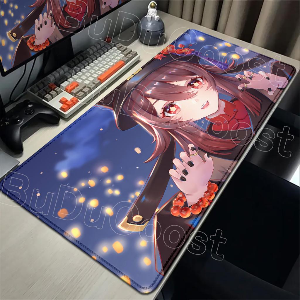 2026 New Wallpaper Genshin Impact Mousepad Cute Kawaii Hu Tao Anime Mouse Pad Large Gaming Mousepad Pc Desk Gamer Keyboard Pads