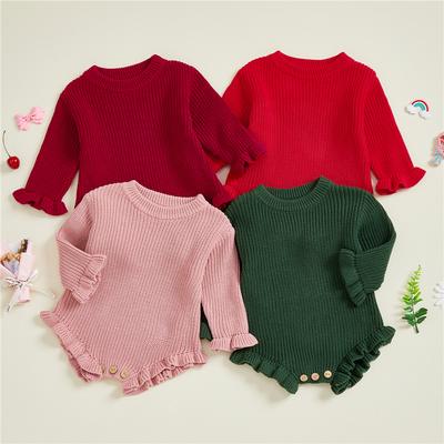 Neugeborenes Baby Mädchen Junge Pullover Strampler Baumwolle Weich Gestrickt Overall Einfarbige Warme Herbst Winter Weihnachten Kleidung