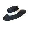 French Retro Elegant Black Big Eaves Holiday Straw Hat Summer Female Shade Sun Protection Beach Straw Straw Jazz Hat