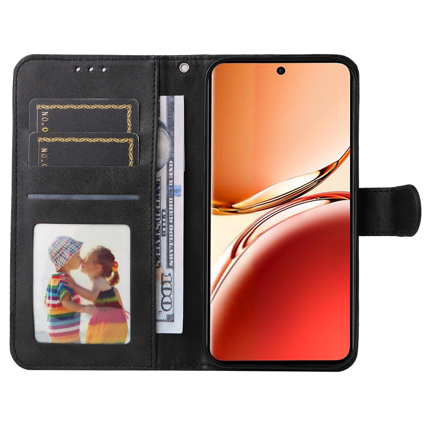 

For Oppo Reno12 F 5G Case PU Leather Phone Cover with Cash/Card Slots Brown