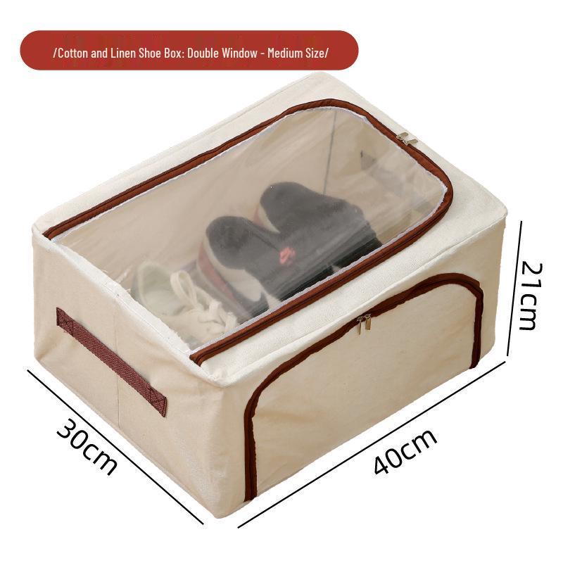 Under-Bed Transparent Shoe Storage Box with Steel Frame, Foldable & No-Install