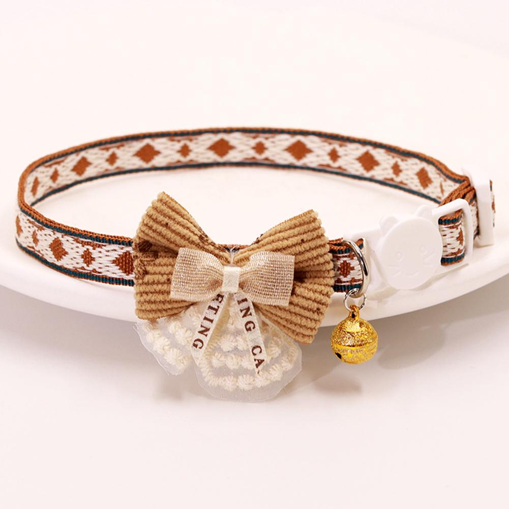 Cute Adjustable Pet Cat Collar Bell Collar Kitten Necklace Pet Collars for Small Dog Necklace Party Photo Props