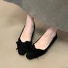 2025 autumn new bow shallow mouth single shoes versatile fairy style low heel fashion women's shoes one pedal Doudou shoes