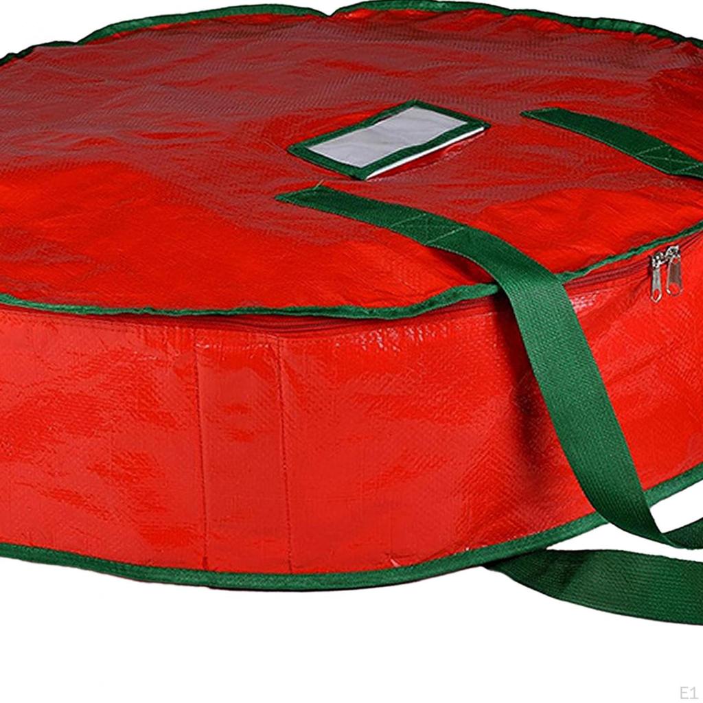 Christmas Wreath Storage Bag Garland Zipper with Carry Handles Red Organizer Artificial