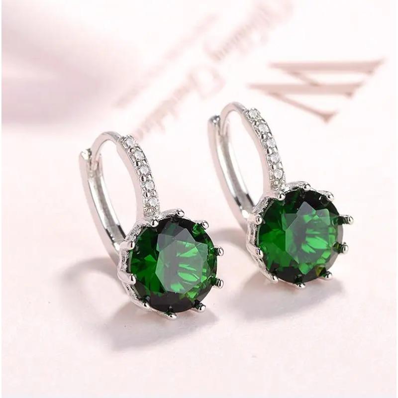 Cercei Rotunzi din Argint Sterling 925 cu Peridot Verde Natural Autentic pentru Femei Statement de Modă Bijuterii cu Piatră Prețioasă Huggies