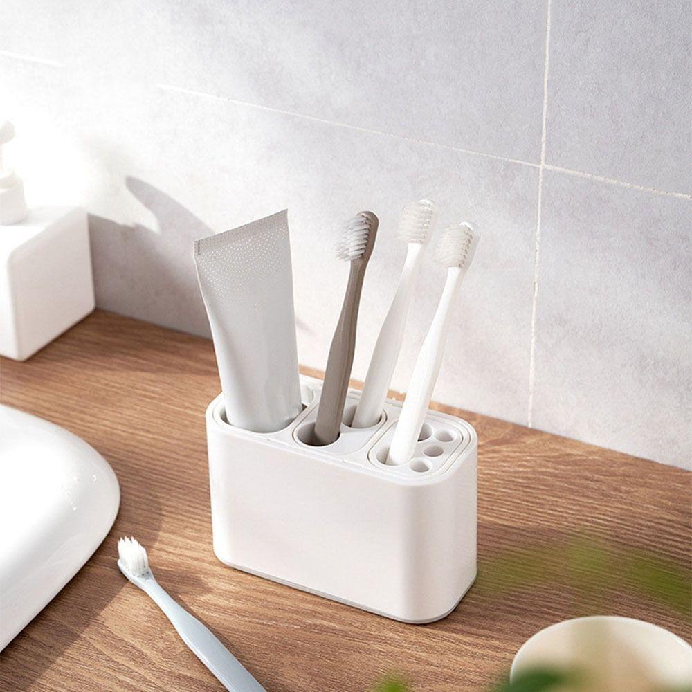 

White Toothpaste Toothbrush Holder Plastic Toothbrush Stand Sink Countertop