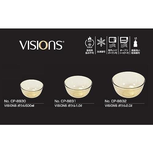 PEARL METAL VISIONS Bowl, 1.0L, 17cm Outer Diameter, Heat-Resistant Glass, Microwave, Oven, and Dishwasher Safe, CP-8831