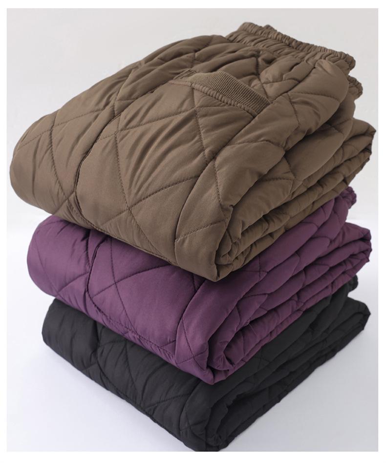 2025 Autumn/Winter Warm Elastic Waist Cotton Pants for Middle-Aged & Elderly Women - High Waist Slim Fit