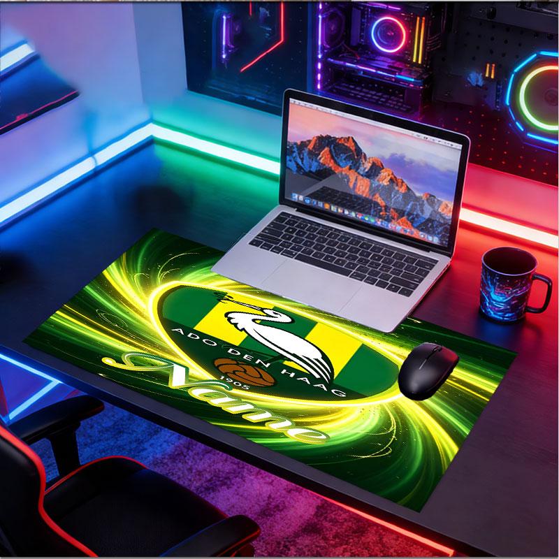 Custom Name Personalized ADO Den Haag Pattern Mousepad, Laptop PC Desk Mat, Decorative Desk Mat for Home Keyboard Pad Gift