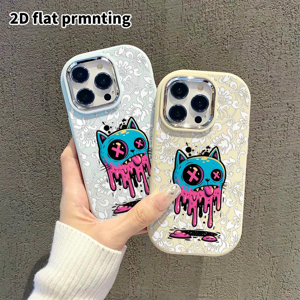 Phone Case: 2D Flat Design Suitable for iPhone 18 17 16 15 14 13 Pro Protective Case, Couple Style, Graffiti Cats, Christmas and Halloween Gifts