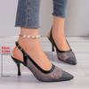 Fashion Ladies Shoes 2025 Hot Sale Buckle Strap Women's High Heels Fashion Dress Summer New Mesh Crystal Best Seller Closed Toe Sandals
