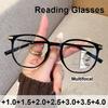 Retro Round Frame Multifocal Reading Glasses Anti Blue Light Progressive Multifocal Degree Glasses Near and Away Eye Protection