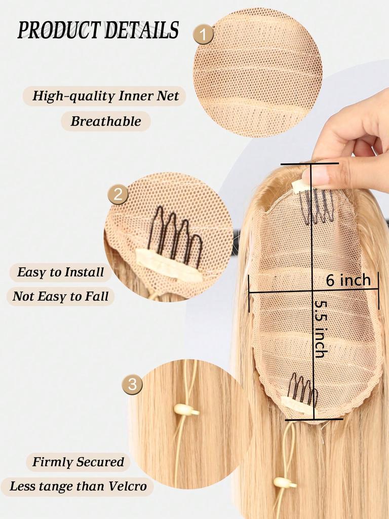 Synthetic Long Straight Ponytail 26 Inch Drawstring Ponytail Heat-Resistant Clip-In Hair Extension For Women