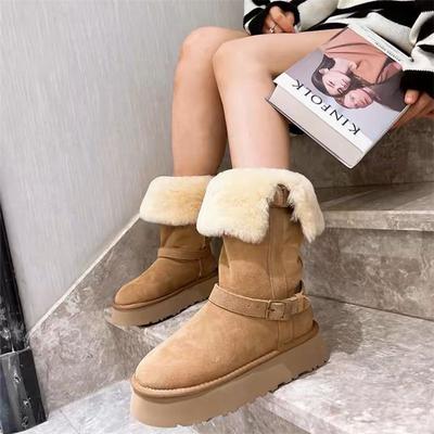 Women's Height-Increasing Shoes Two-Way Snow Boots Autumn and Winter Thick-Soled Long Boots Warm Snow Cotton