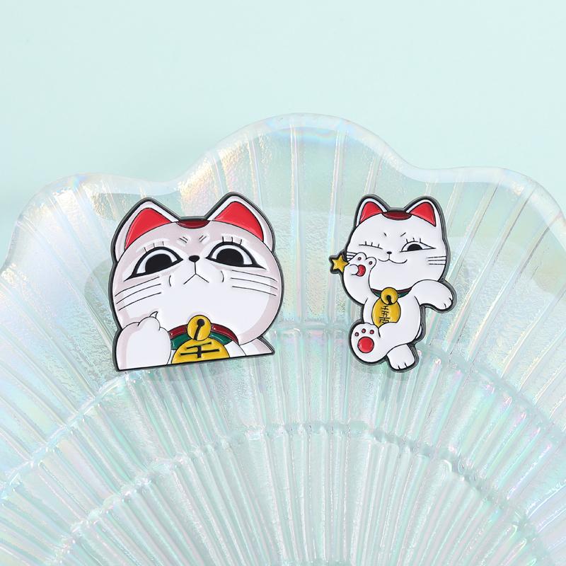 Xiaomi 1-5PCS Turbo Granny Cat Spying Brooch Enamel Pin Cartoon Anime Lucky Cat Running Middle Finger Brooches Lapel Badge Jewelry Gift