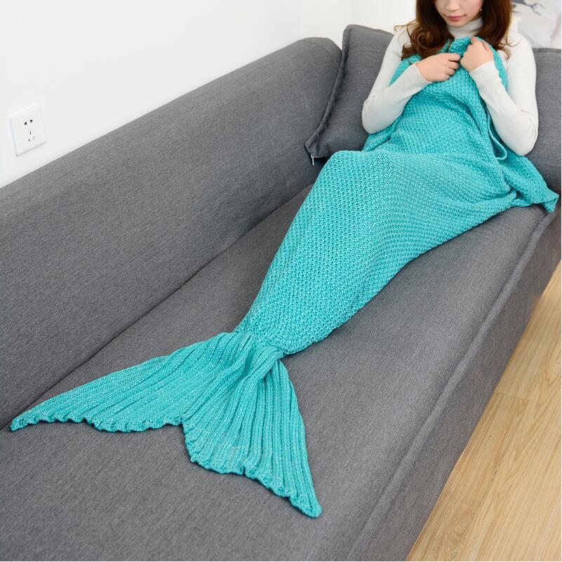 

Mermaid blanket, wool knitted fish tail blanket, air conditioning blanket, birthday gift, parent-child mermaid blanket 140*70CM Children