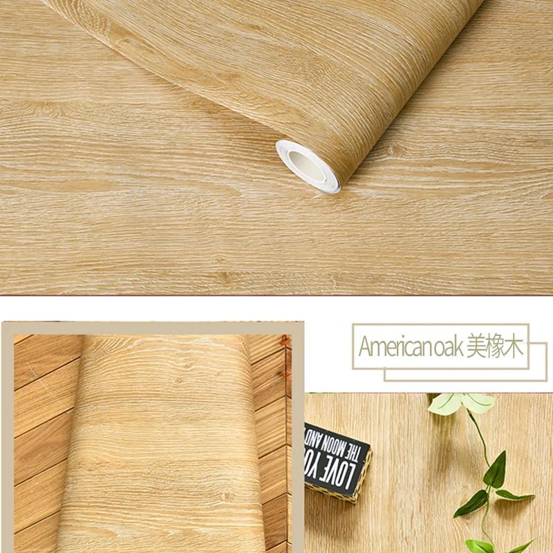 Waterproof Wood Vinyl Wallpaper Self Adhesive Wallpapers Doors Cabinet Desktop Modern Furniture Decorative Wall Paper