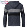 Cozy Up Men's Knitwear with Plush Thickened Zipper Hooded Jacket Loose Casual Cardigan