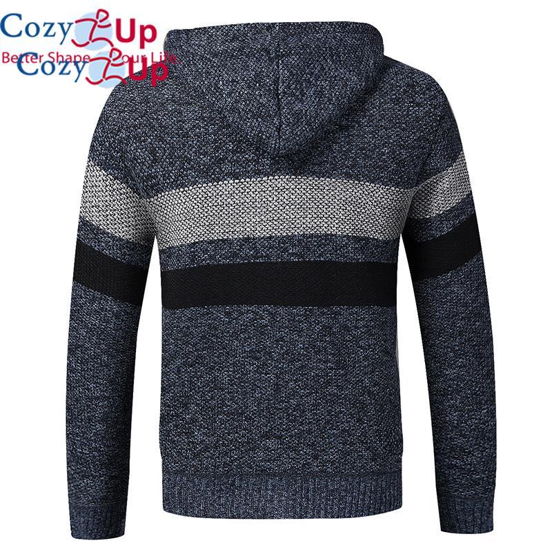 Cozy Up Men's Knitwear with Plush Thickened Zipper Hooded Jacket Loose Casual Cardigan