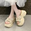 9CM NEW Heels Wedge Slides Sandals Women Casual Outdoor Slippers Female Summer Non Slip Beach Slipper Walking Chunky Shoes Woman