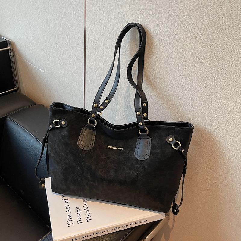 High value tote bag women's new commuter texture retro matte versatile double shoulder underarm shoulder bag