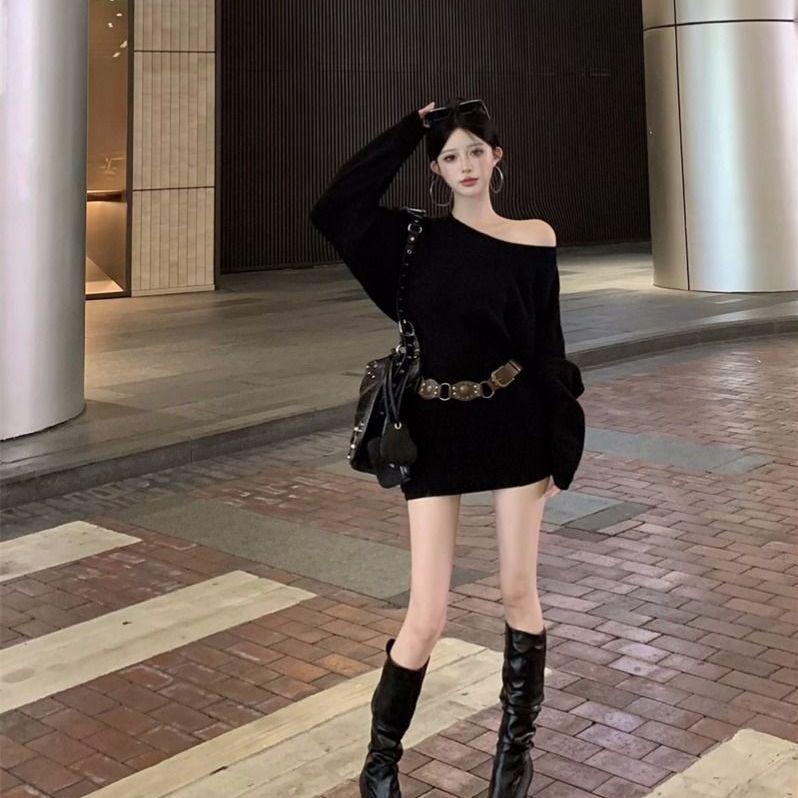 

Женское трикотажное мини-платье бодикон с открытыми плечами 2025 - Облегающее и подчеркивающее фигуру One Size