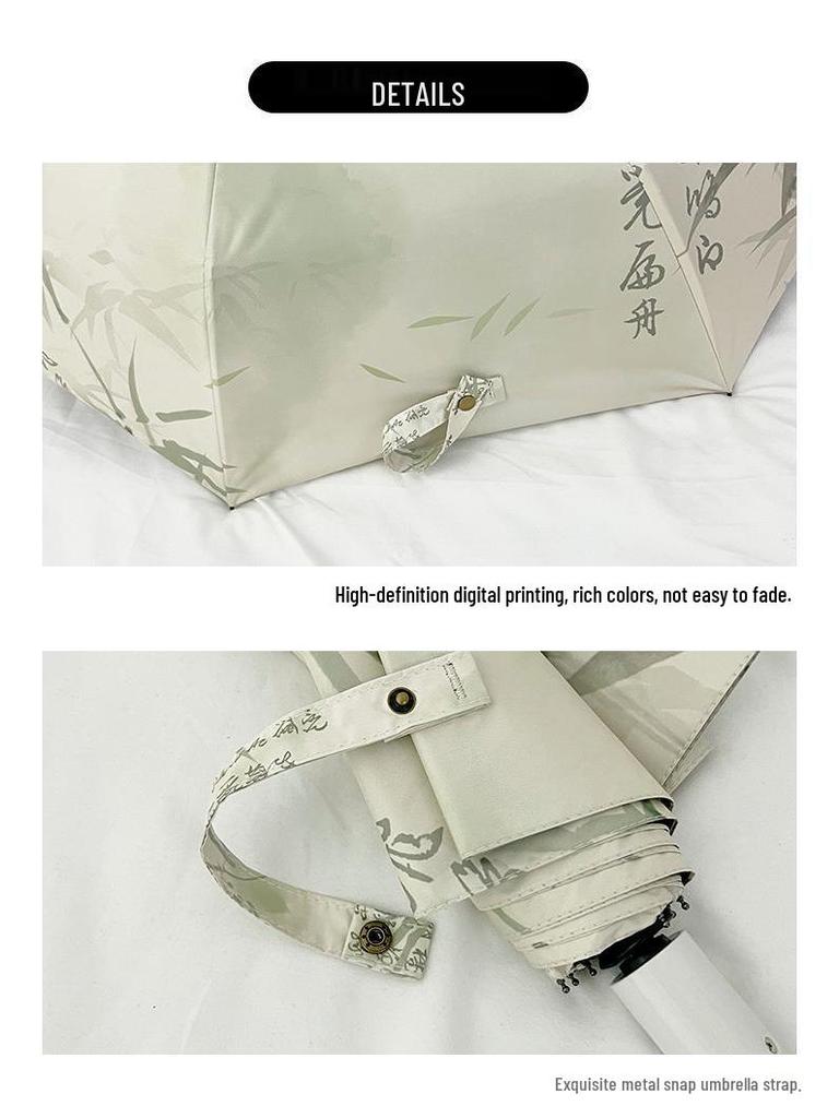 Fully Automatic Vintage Chinese Style UV Protection Folding Sun and Rain Umbrella for Women