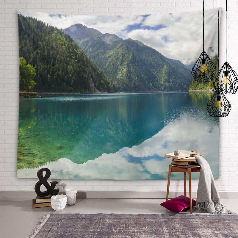 Natural Beauty Tapestry Winter Autumn Mountains River Wall Art Tapestry Dormitory Room Aesthetic Decor Bedroom Home Decor