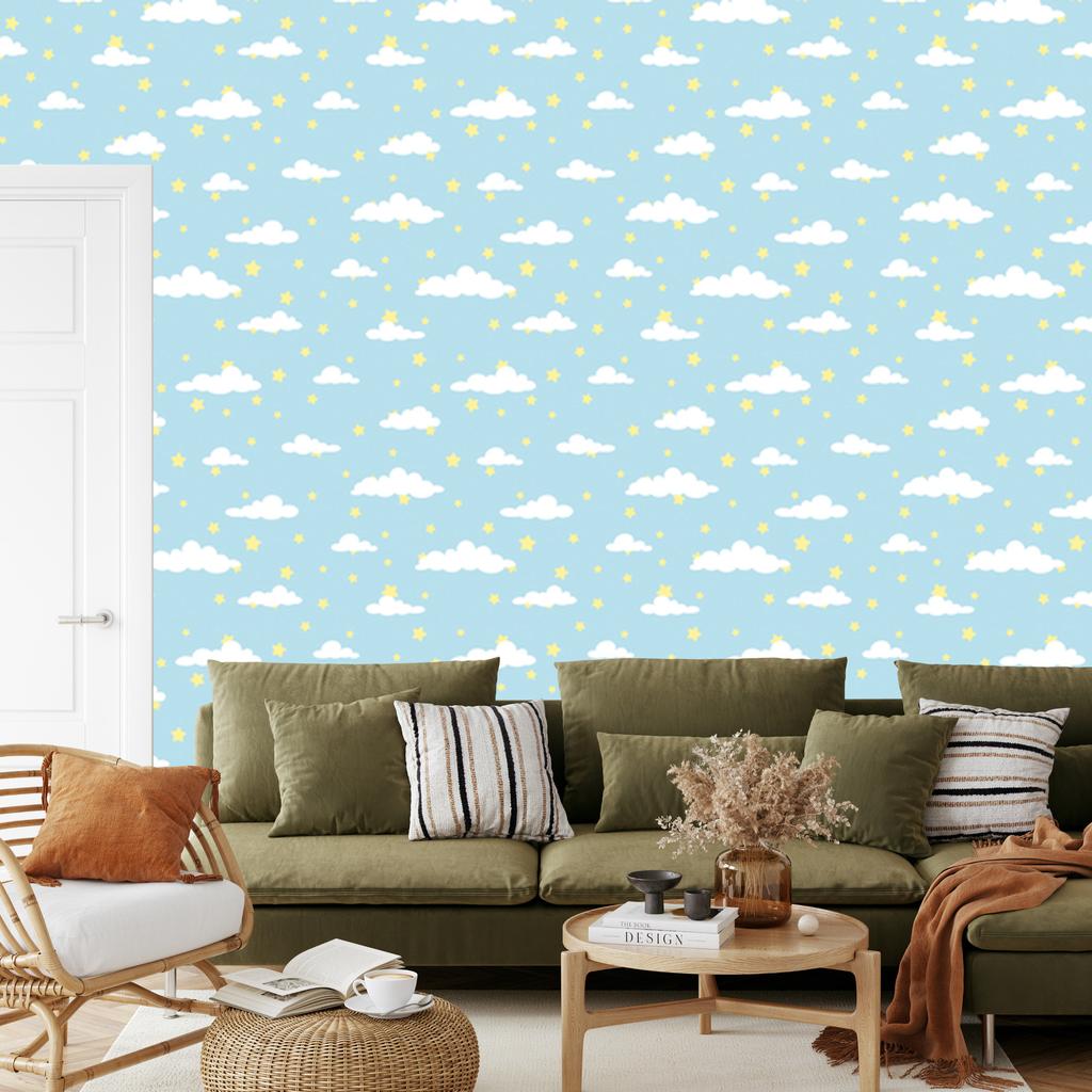 Stars and Clouds Wallpaper for Living Room and Bedroom 50x1000