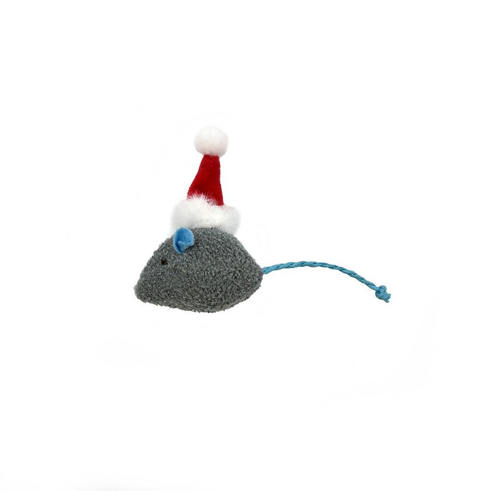 Christmas Style Plush Mouse Grinding Toy, Pet Self Fun Toy, Wear-resistant, Bite Resistant, Easy To Clean, Training Interactive Toy