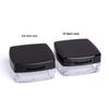 Matte Black Loose Powder Box with Mirror – 6g, Square Flip Cover, Transparent Cosmetic Container