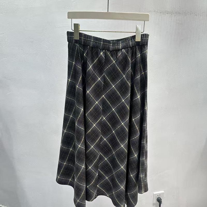 Женская ретро-юбка в клетку А-силуэта с асимметричным кроем, весна 2026 Small темный кофе
