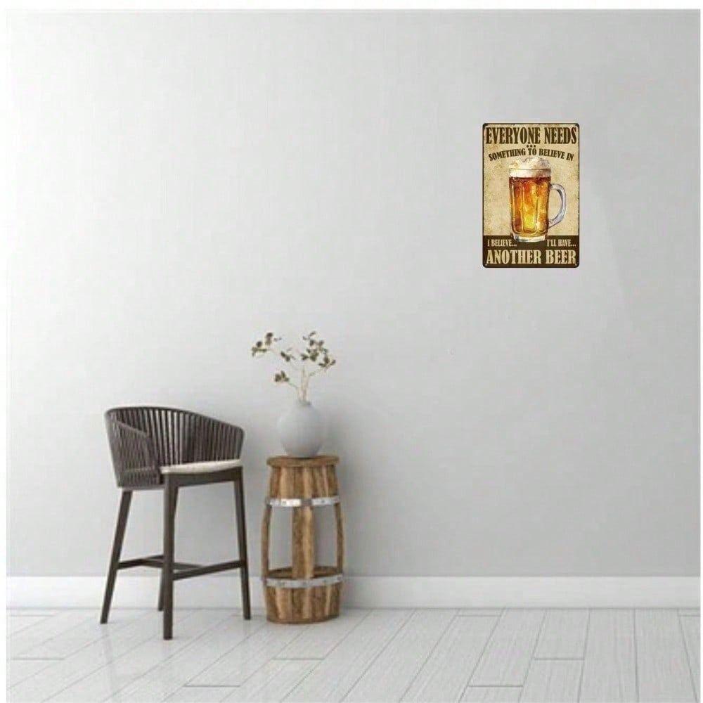 Metal Wall Art Sign Vintage Beer Decor for Bar Garage 8x12 Inch
