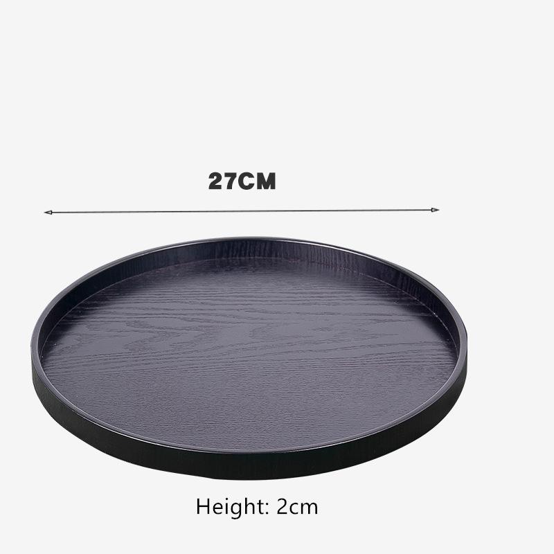 Round Wooden Pallet, Multifunctional Storage Plate, Tea Tray,Food, Bread Pan, Household Kitchen Supplies, Black, Brown, 21-37cm