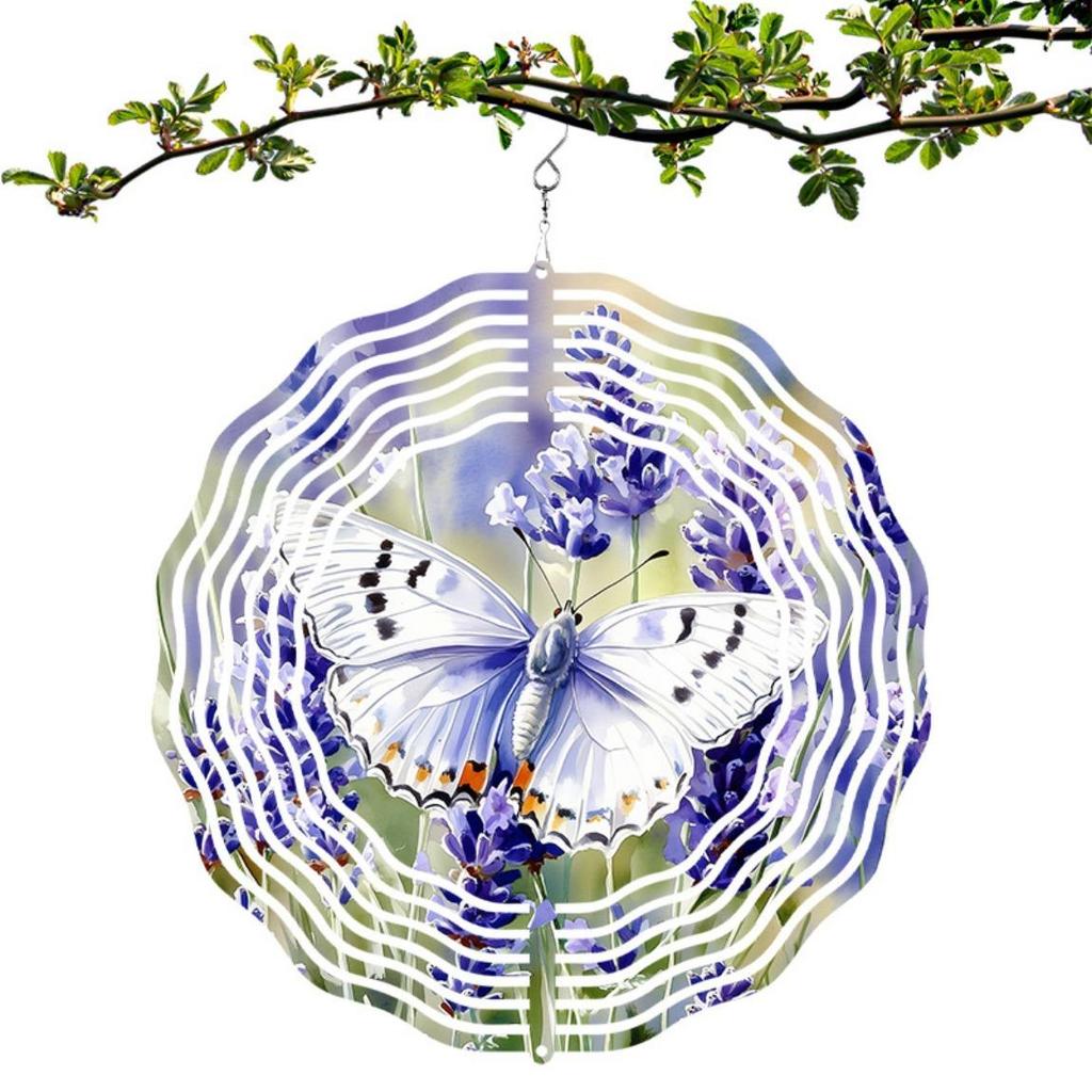 10-calowy metalowy wiatrak motylkowy Kolorowa dekoracja ogrodowa Zewnętrzna wisząca kurant wietrzny na podwórko, patio, balkon Nie wymaga baterii