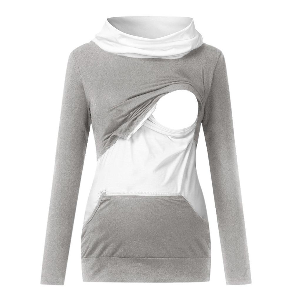 Dámské těhotenské mikiny na kojení s dlouhým rukávem na pevný zip