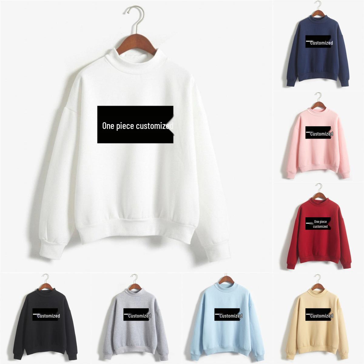

Solid Color Custom Image Half High Neck Sweatshirt M