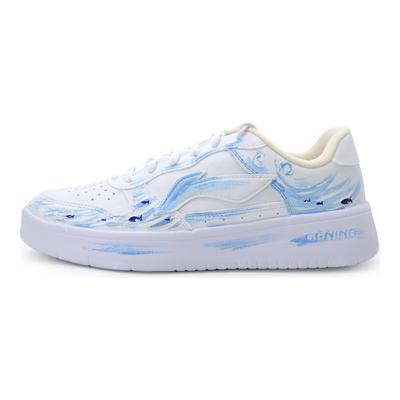 Li Ning Floating Boat Oceanarium PU Low Top Skateboard Shoes Unisex Sea Blue AGCS420-6(Team1741-)