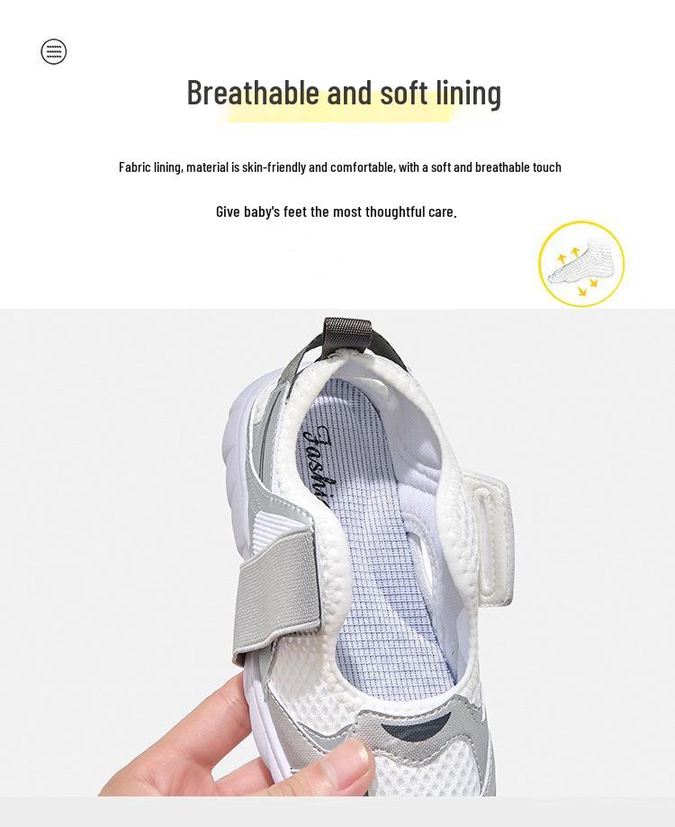 2025 Summer Children's Breathable Mesh Sandals - Soft Sole, Closed-Toe Sports Style for Boys & Girls