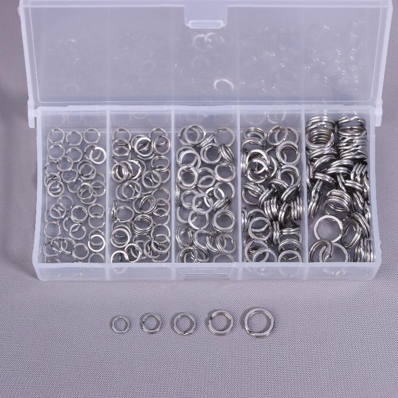 200pcs Fishing Split Ring Kit Stainless Steel O-Shaped Ring Set Fishing Lures Connectors Fishing Jigging Tackle Split Rings Set