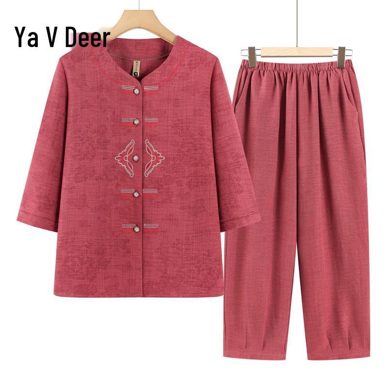 Yalu Women s Elegant Seven-Sleeve Casual Summer Set 3XL