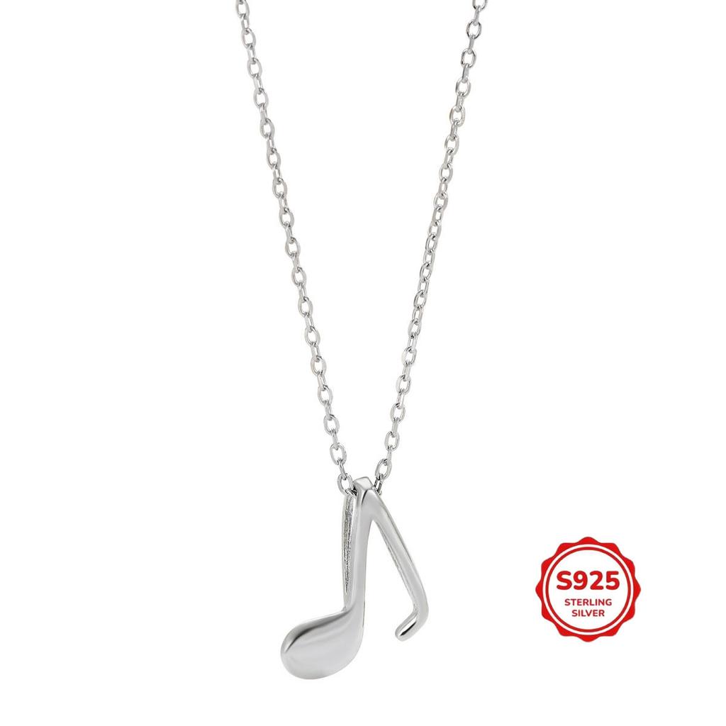 S925 pure silver note necklace, women's minimalist music symbol pendant, collarbone chain, small and fresh artistic style, daily necklace